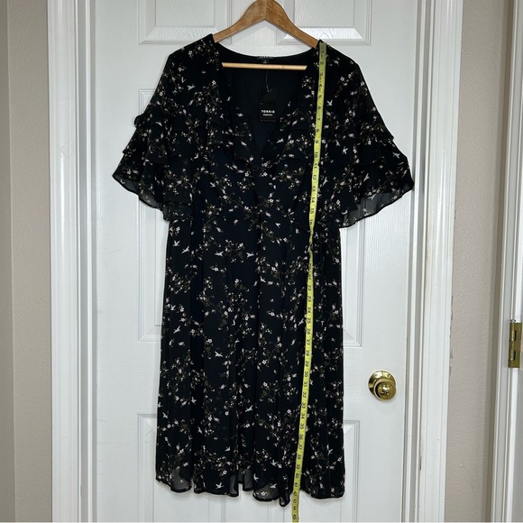 Torrid Black Floral Birds Print Chiffon Ruffled Wrap Versatile  Dress 2/2X/18-20 - Picture 14 of 16